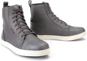 Milwaukee Leather MBM9003WP Men's Grey Leather and Canvas Reinforced Street Riding Waterproof Shoes with Ankle Support - 8.5
