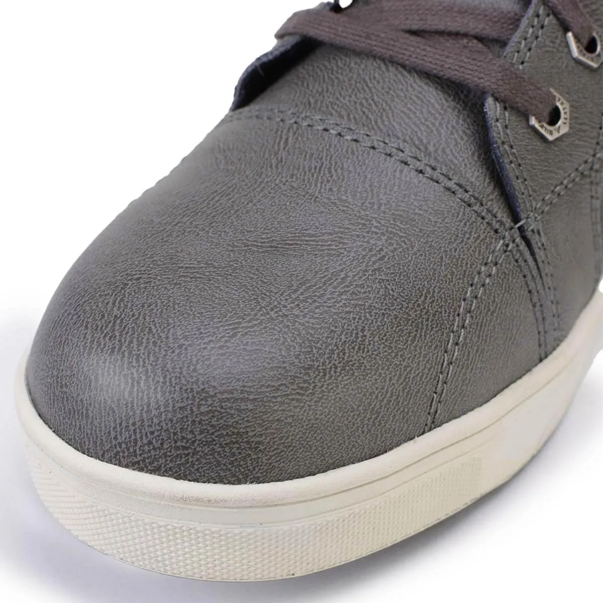 Milwaukee Leather MBM9003WP Men's Grey Leather and Canvas Reinforced Street Riding Waterproof Shoes with Ankle Support - 8.5