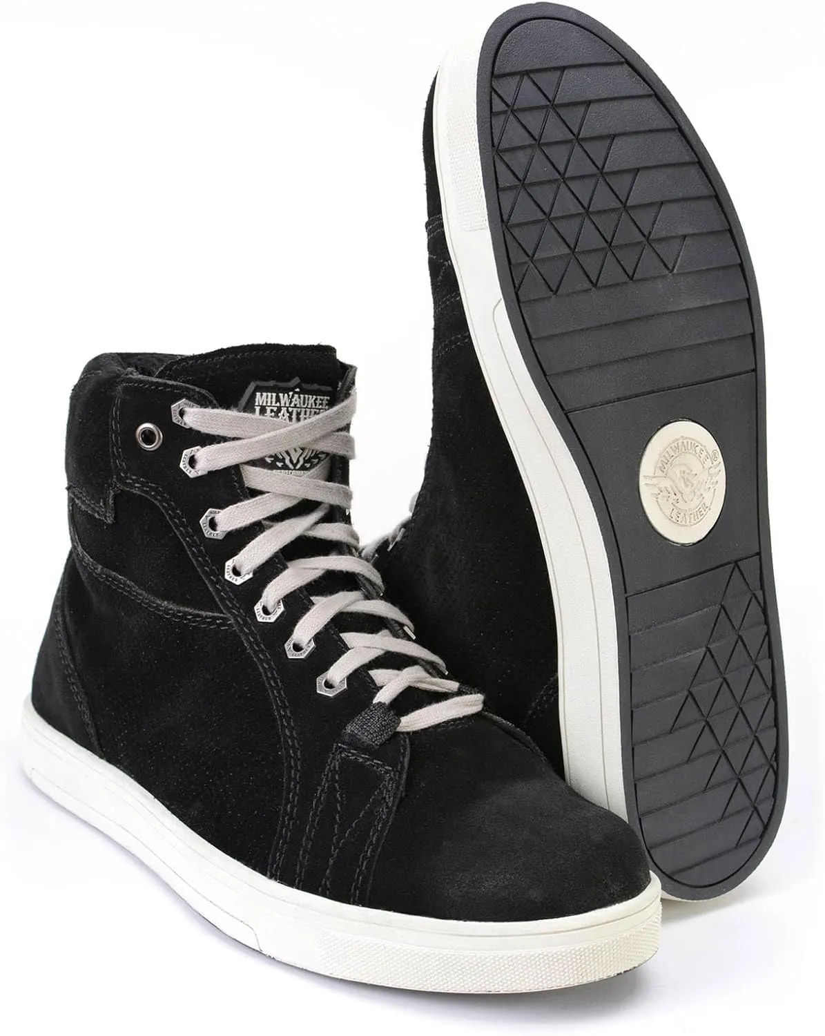 Milwaukee Leather MBM9106 Men's Premium Black Suede Leather Reinforced Street Riding Shoes w/Ankle Support - 11.5
