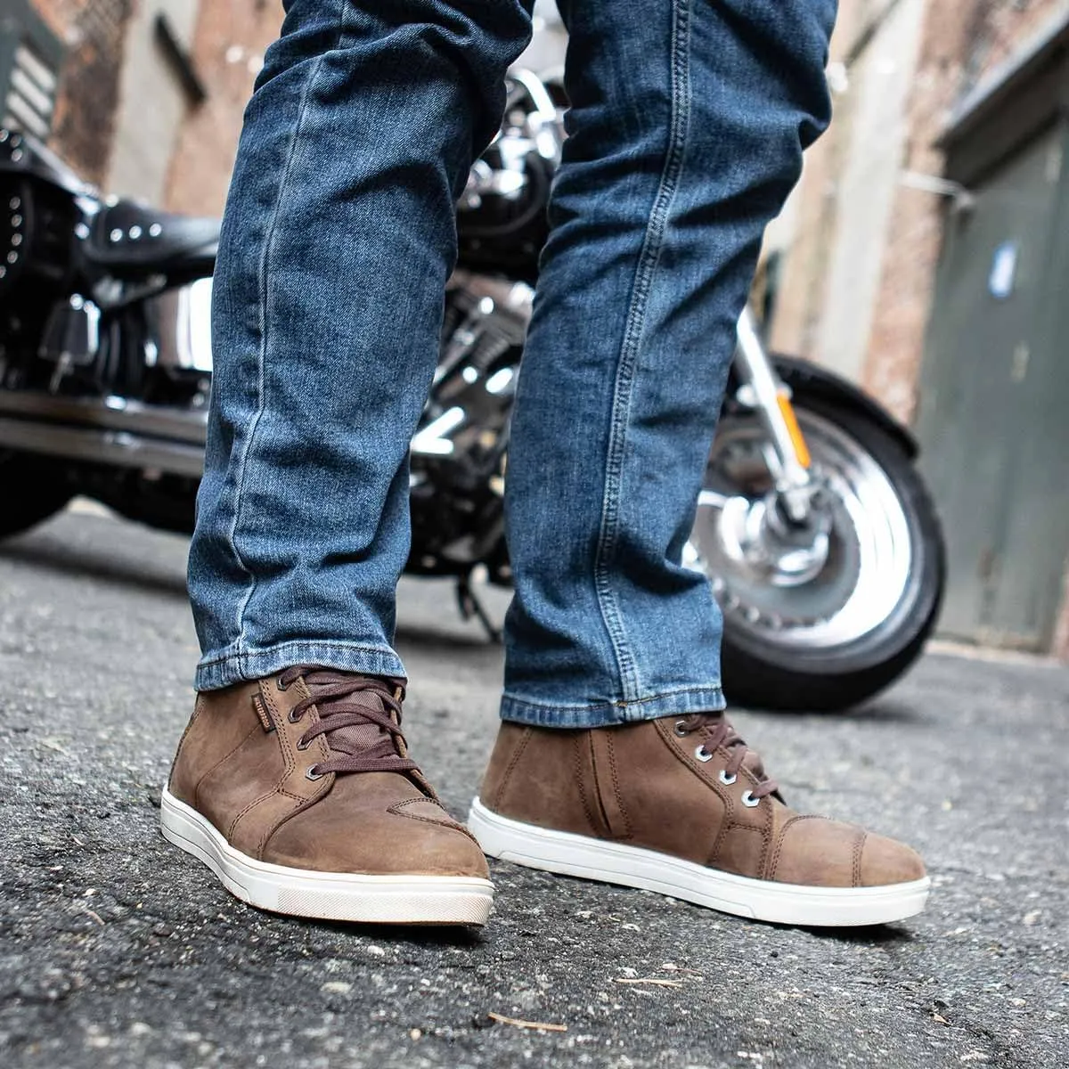 Milwaukee Leather MBM9113 Men's Brown Waterproof Leather Motorcycle Reinforced Riding Shoes w/Ankle Support - 10