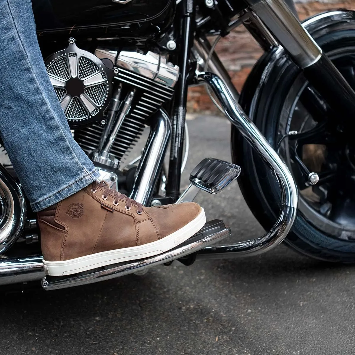 Milwaukee Leather MBM9113 Men's Brown Waterproof Leather Motorcycle Reinforced Riding Shoes w/Ankle Support - 10