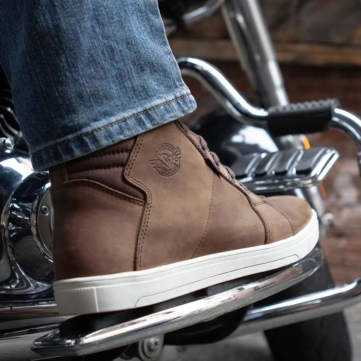 Milwaukee Leather MBM9113 Men's Brown Waterproof Leather Motorcycle Reinforced Riding Shoes w/Ankle Support - 10