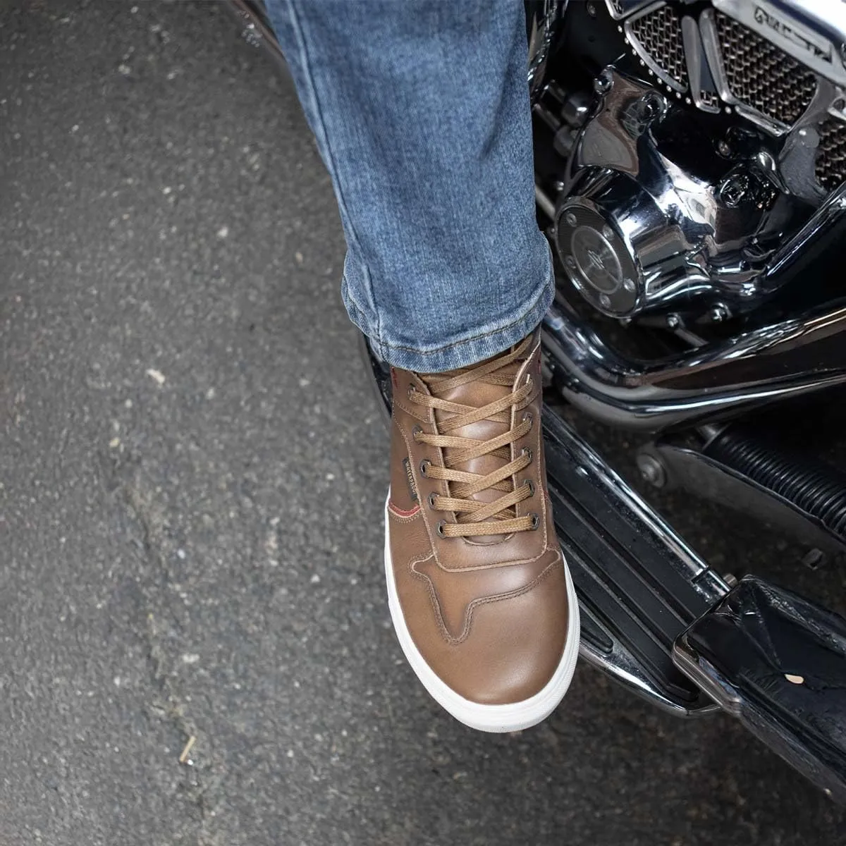 Milwaukee Leather MBM9154 Men's Cognac Leather High-Top Reinforced Street Riding Waterproof Shoes w/Ankle Support - 12