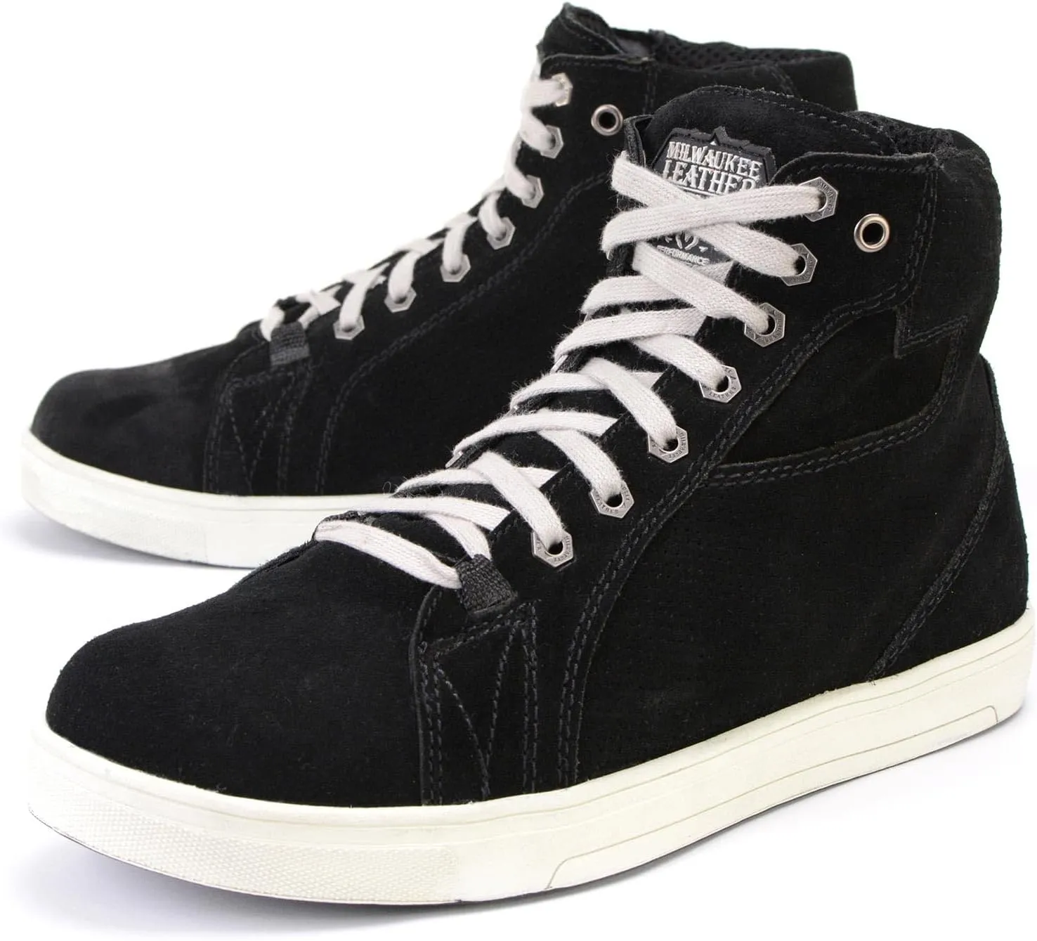 Milwaukee Leather Men's Motorcycle Reinforced Street Biker Casual Riding Shoes Leather Suede Canvas - 7