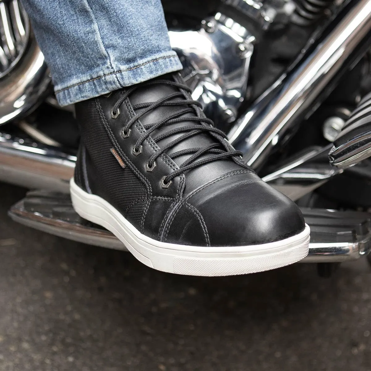 Milwaukee Leather Men's Motorcycle Reinforced Street Biker Casual Riding Shoes Leather Suede Canvas - 8