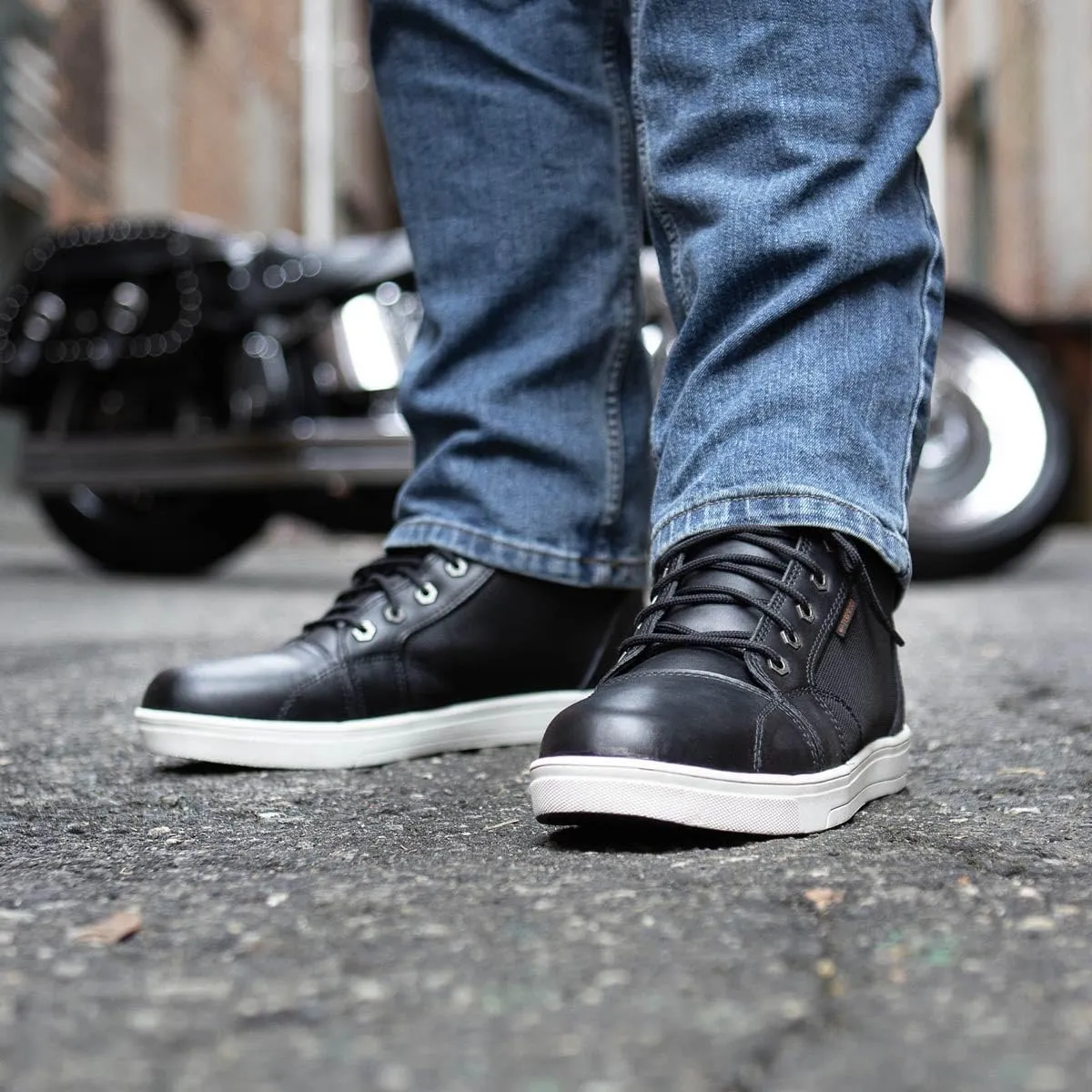 Milwaukee Leather Men's Motorcycle Reinforced Street Biker Casual Riding Shoes Leather Suede Canvas - 8