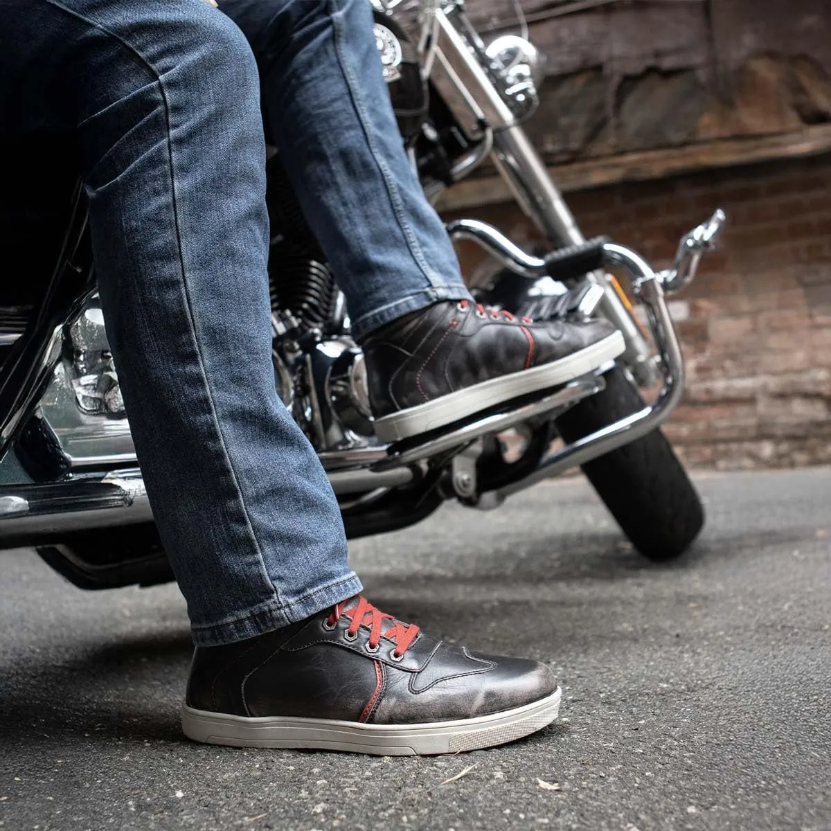 Milwaukee Leather Men's Motorcycle Reinforced Street Biker Casual Riding Shoes Leather Suede Canvas - 9