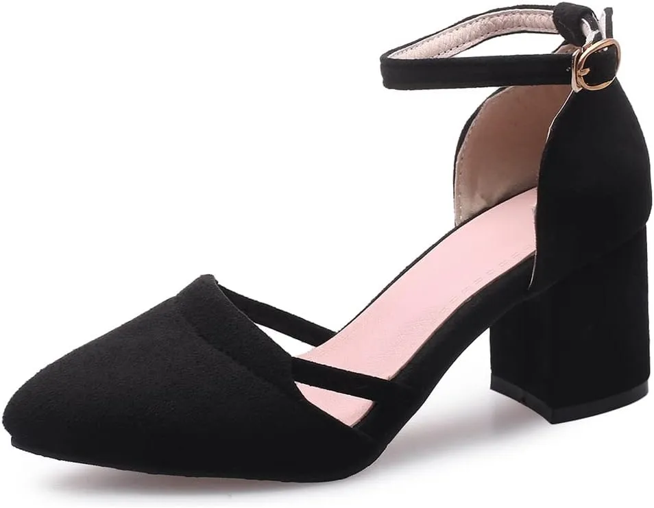 MIOKE Women's Pointed Toe Slingback Pumps Clear Criss Cross Block Low Heel Comfort Dress Sandal Party Shoes