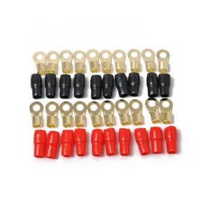 Mipcase 10Pairs Copper Plated Crimp Terminals Insulated Electrical Wire Connectors with Red Black Boots for Automotive and Workshop Use