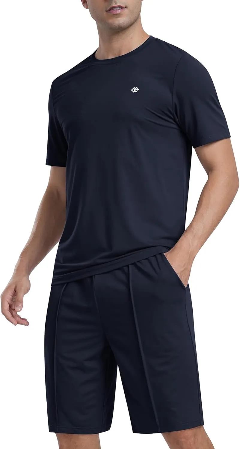 MoFiz Mens Tracksuits 2 Piece Short Set Outfits Cozy Lightweight Sweatsuits Active Running Sports Casual Sets