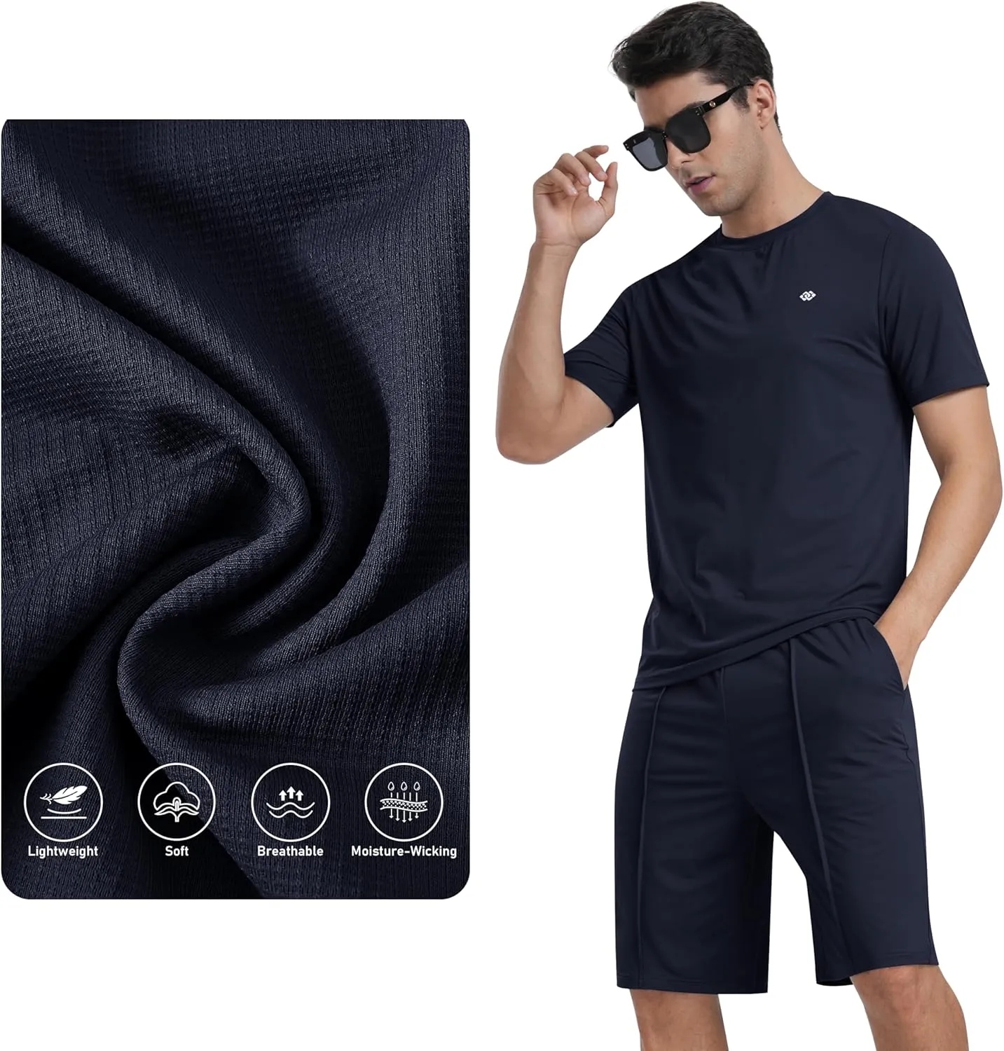 MoFiz Mens Tracksuits 2 Piece Short Set Outfits Cozy Lightweight Sweatsuits Active Running Sports Casual Sets