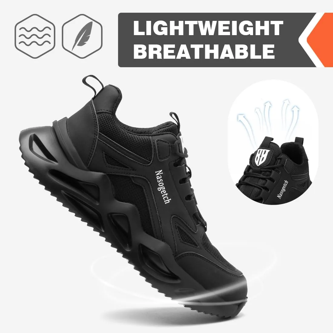 Nasogetch Steel Toe Shoes for Men Women Lightweight Work Shoes Wide Comfortable Safety Sneakers Puncture Proof