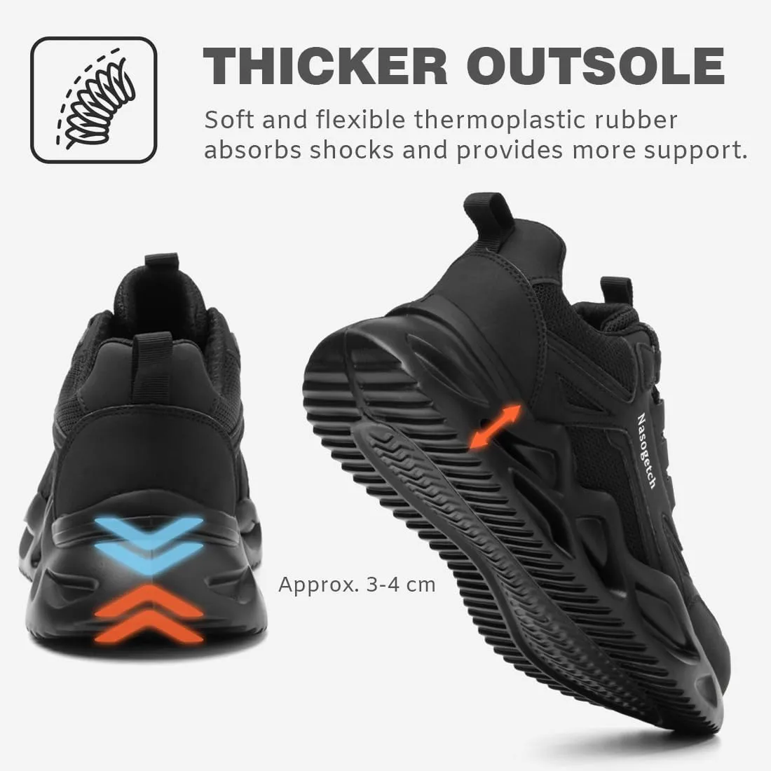 Nasogetch Steel Toe Shoes for Men Women Lightweight Work Shoes Wide Comfortable Safety Sneakers Puncture Proof
