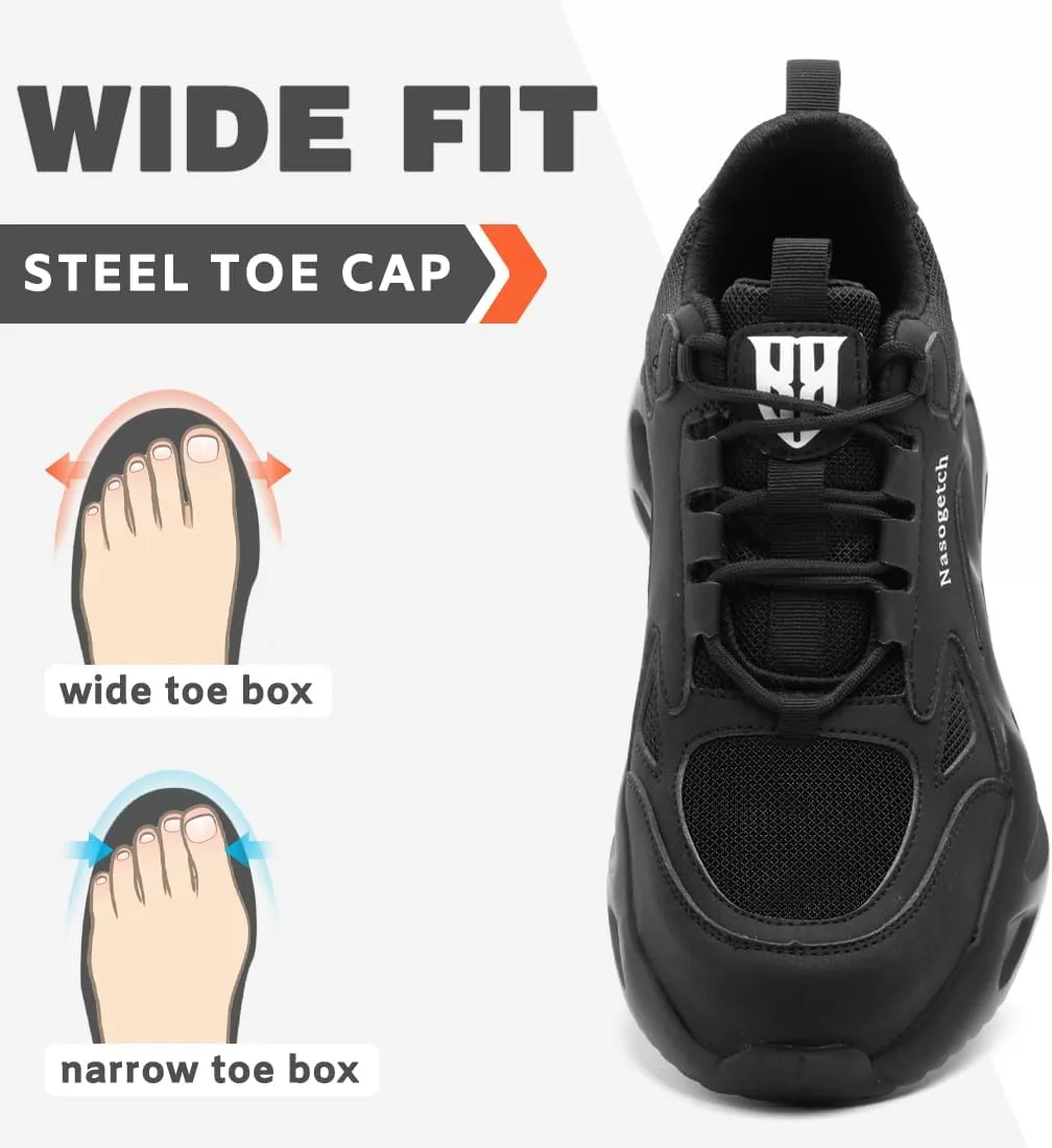 Nasogetch Steel Toe Shoes for Men Women Lightweight Work Shoes Wide Comfortable Safety Sneakers Puncture Proof