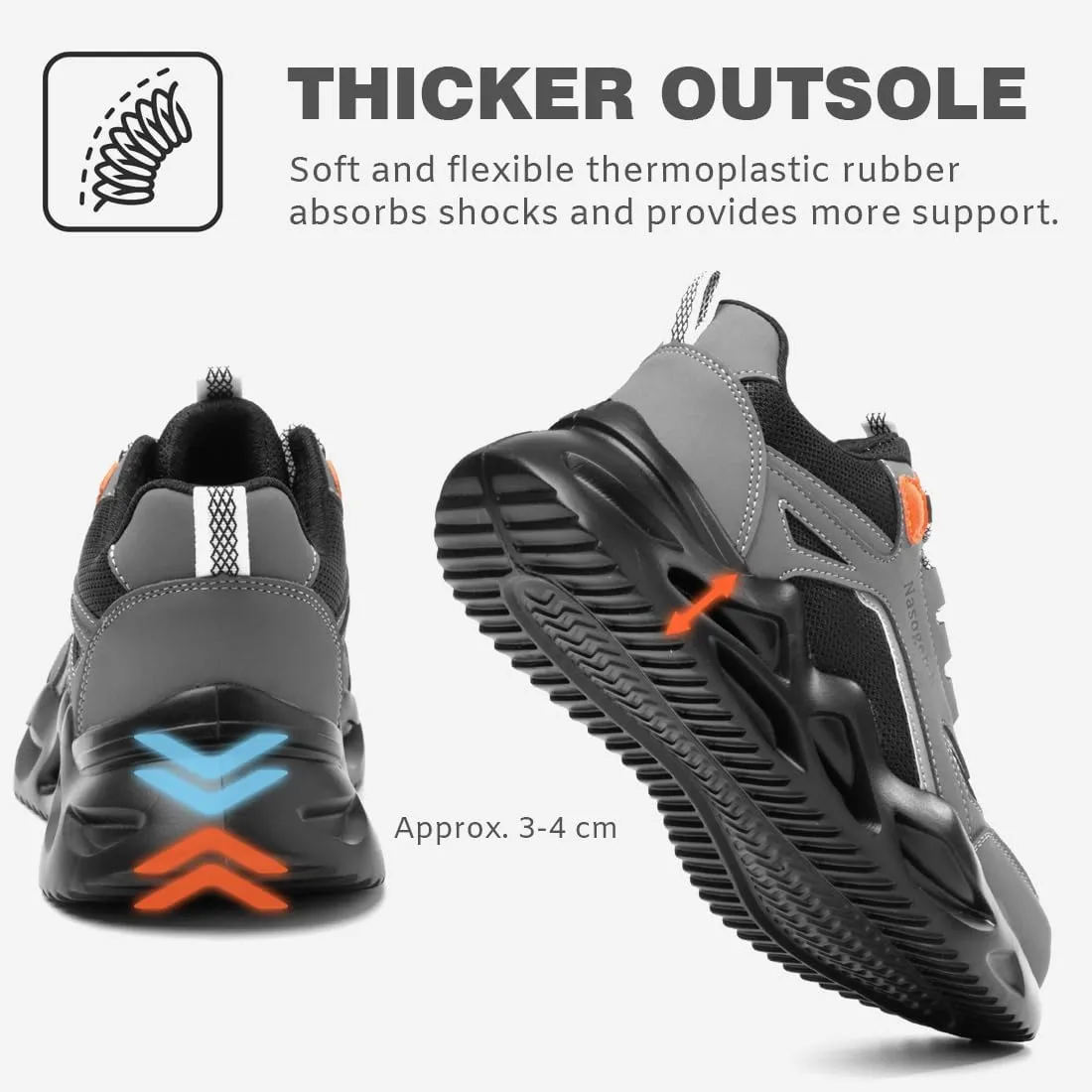Nasogetch Steel Toe Shoes for Men Women Lightweight Work Shoes Wide Comfortable Safety Sneakers Puncture Proof