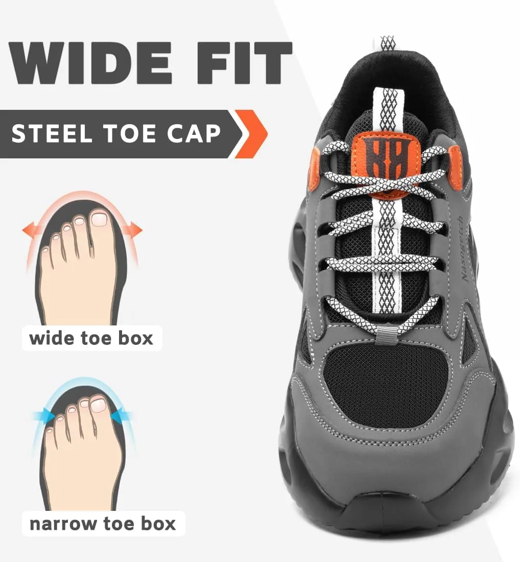 Nasogetch Steel Toe Shoes for Men Women Lightweight Work Shoes Wide Comfortable Safety Sneakers Puncture Proof