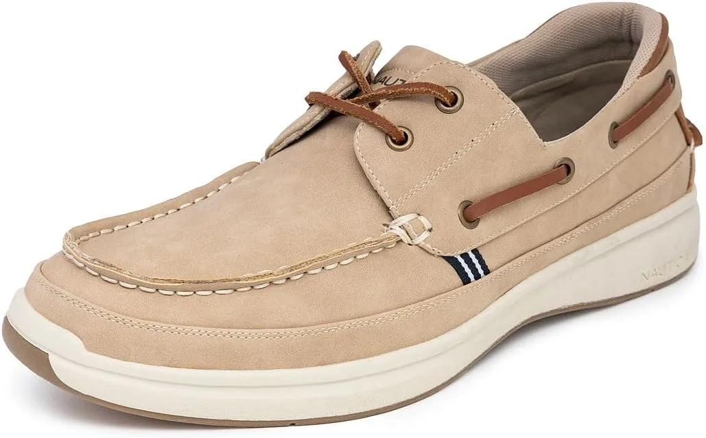 Nautica Men's Lace-Up Moccasin Boat Shoes - Cushioned Insole Casual Deck Loafers for Walking Comfort - Zapato
