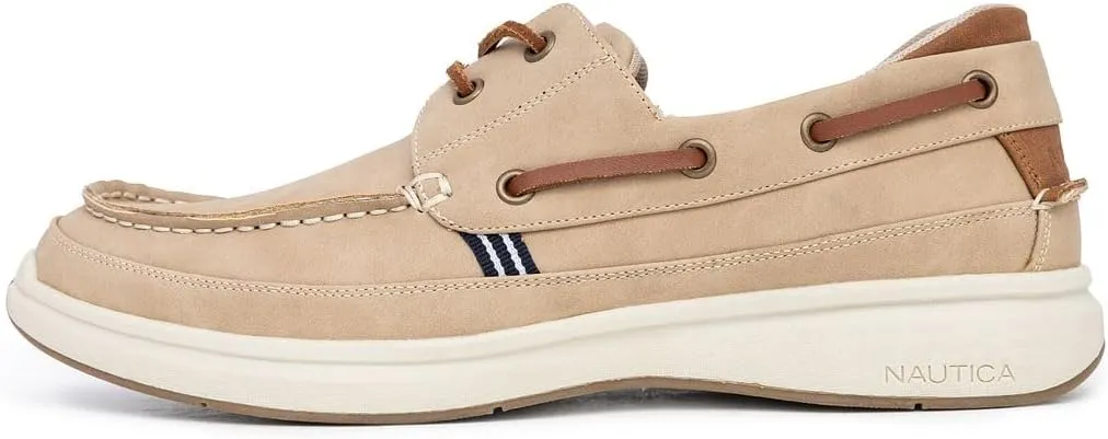 Nautica Men's Lace-Up Moccasin Boat Shoes - Cushioned Insole Casual Deck Loafers for Walking Comfort - Zapato