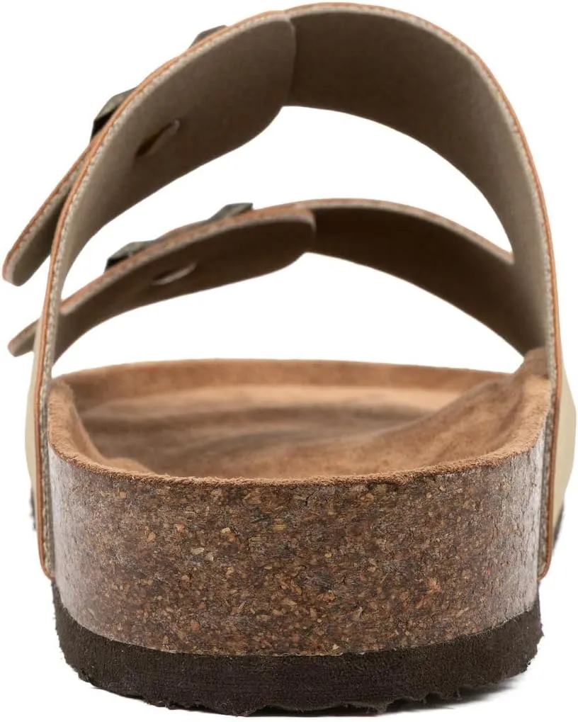 Nautica Men's Sandals - Casual Slides with 2 Adjustable Buckle Straps and Cork Footbed for Ultimate Comfort and Style (Regular/Wide Width, Big Size)