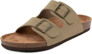 Nautica Men's Sandals - Casual Slides with 2 Adjustable Buckle Straps and Cork Footbed for Ultimate Comfort and Style (Regular/Wide Width, Big Size)