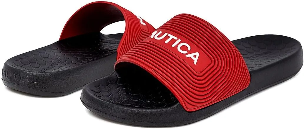 Nautica Men's Slide Sandals – Comfortable Slip-On Pool & Beach Shoes with Cushioned Footbed for Casual Wear