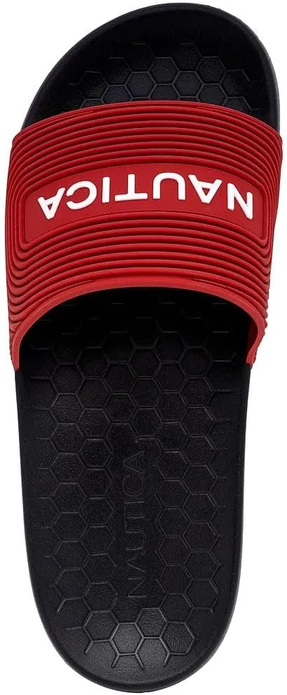 Nautica Men's Slide Sandals – Comfortable Slip-On Pool & Beach Shoes with Cushioned Footbed for Casual Wear