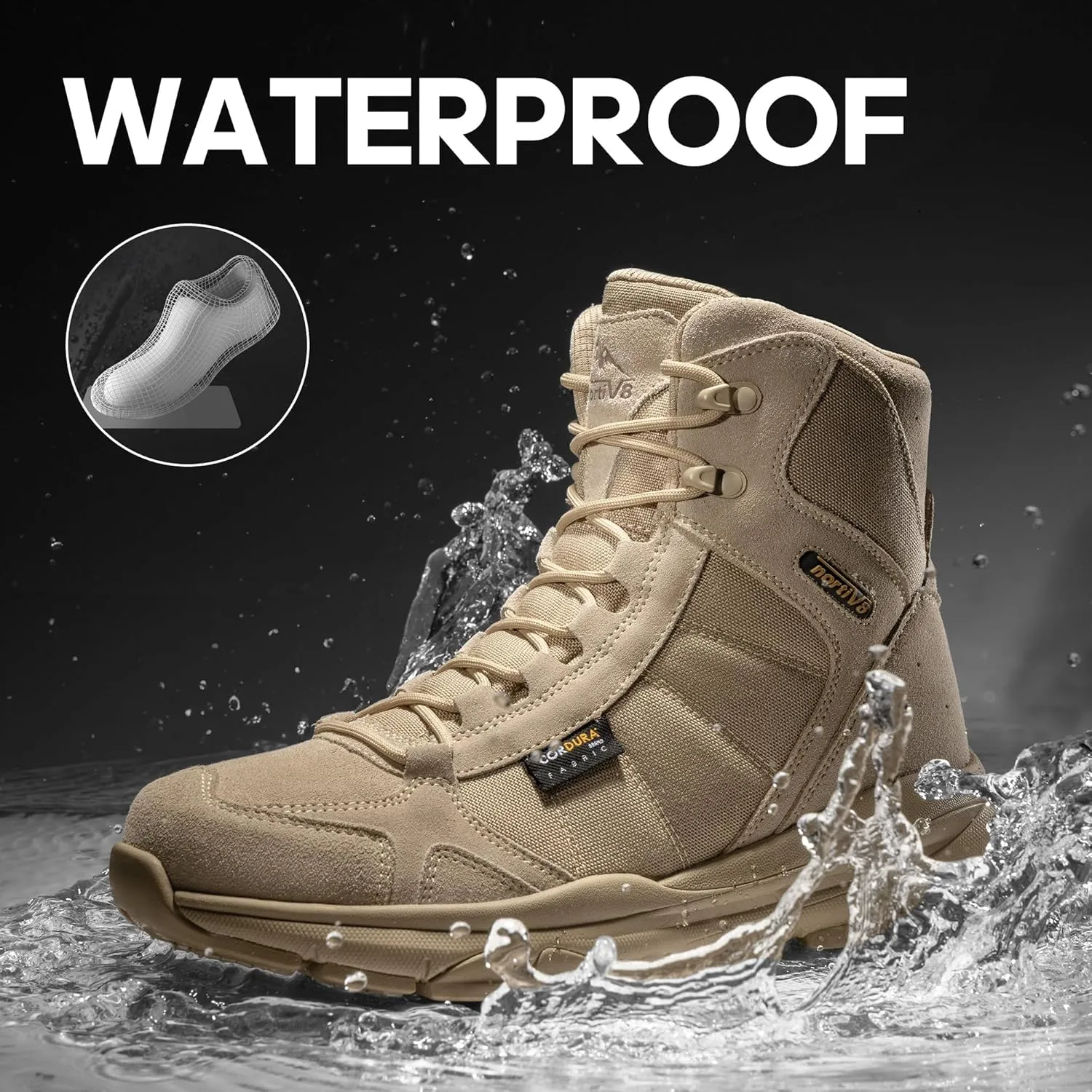 NORTIV 8 Men's Lightweight Military Tactical Work Boots Outdoor Hiking Motorcycle Combat Boots