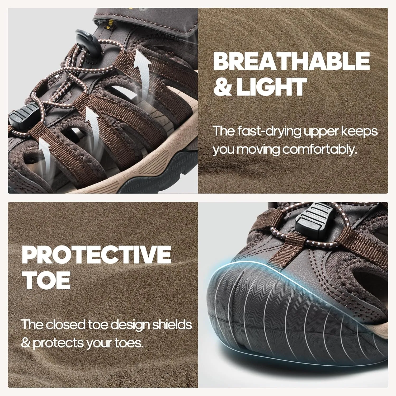 NORTIV 8 Men's Sandals, Closed Toe Athletic Sport Sandals, Mens Summer Shoes, Lightweight Trail Walking Sandals for Men