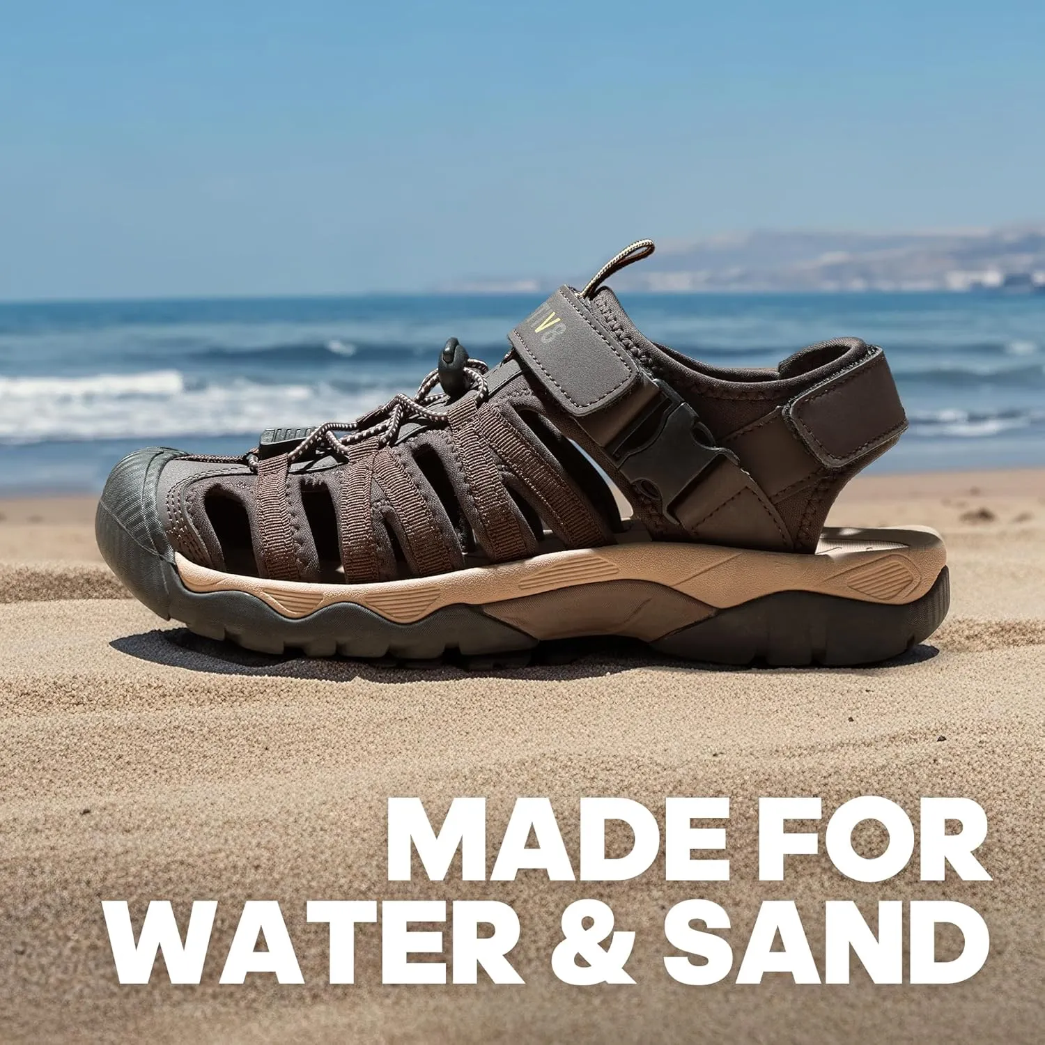 NORTIV 8 Men's Sandals, Closed Toe Athletic Sport Sandals, Mens Summer Shoes, Lightweight Trail Walking Sandals for Men
