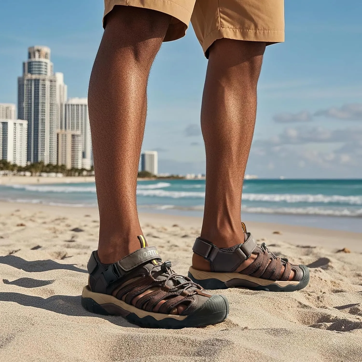 NORTIV 8 Men's Sandals, Closed Toe Athletic Sport Sandals, Mens Summer Shoes, Lightweight Trail Walking Sandals for Men