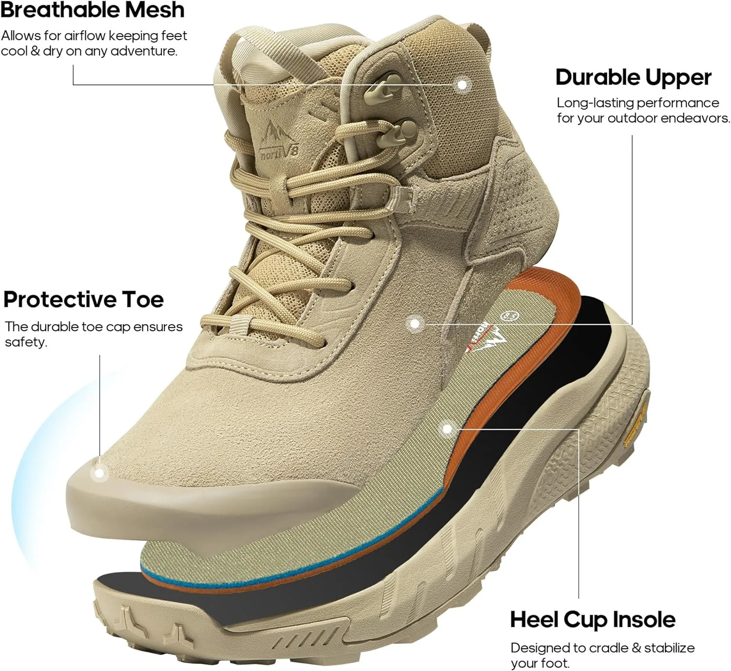 NORTIV 8 Men's Waterproof Military Tactical Work Boots Leather Motorcycle Combat Boots Lightweight Non-Slip Hiking Boots for Men Defender