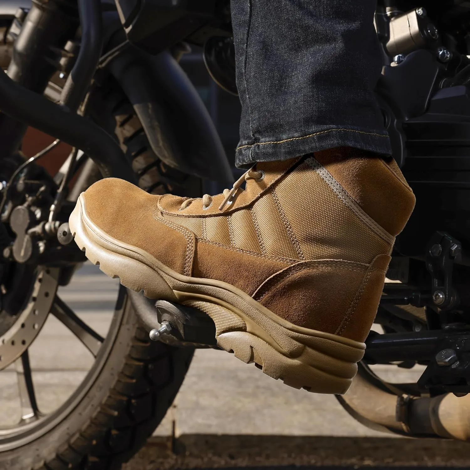 NORTIV 8 Men's Waterproof Tactical Work Boots Leather Outdoor Hiking Military 6 Inches Motorcycle Combat Boots Contractor