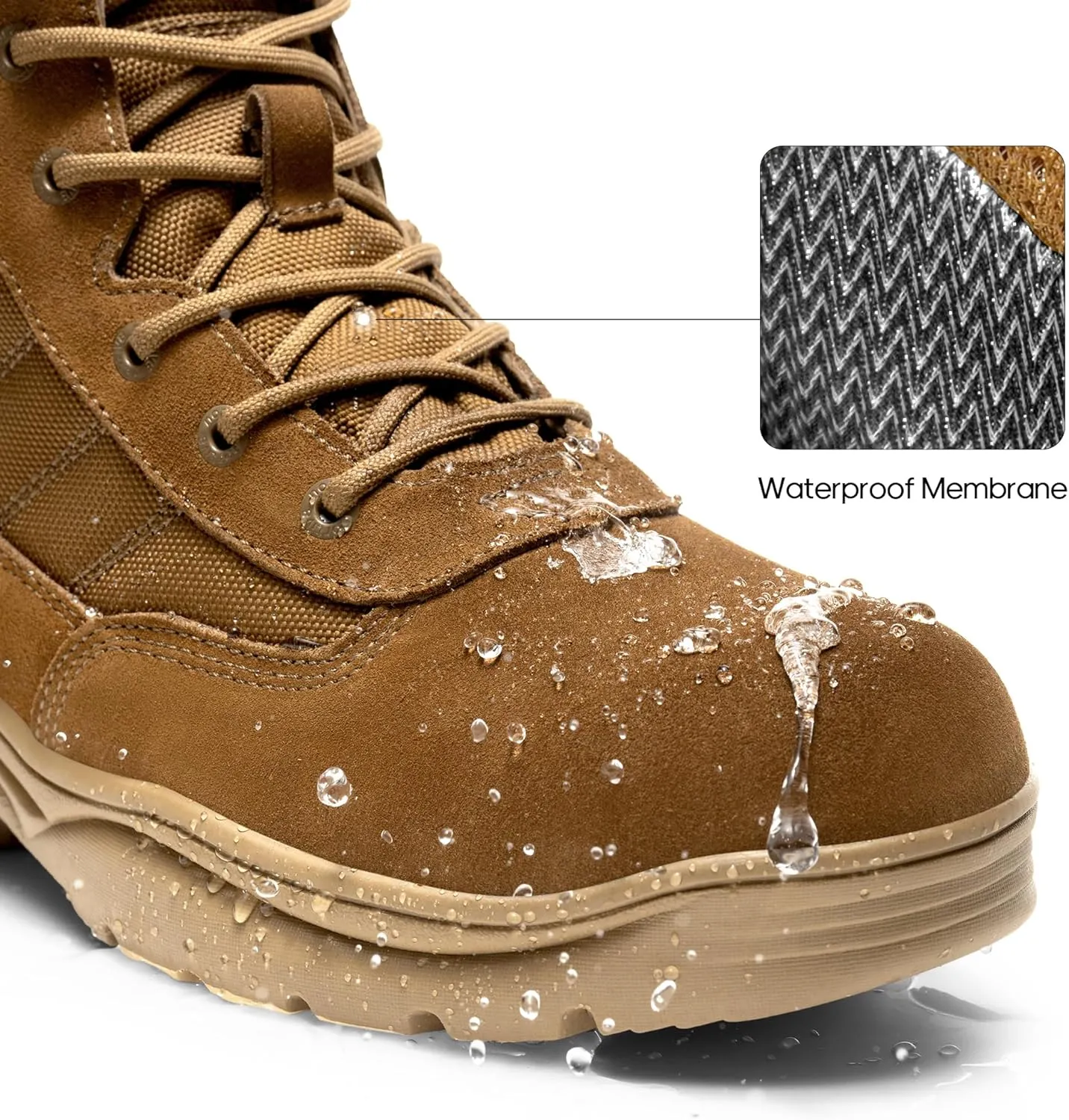 NORTIV 8 Men's Waterproof Tactical Work Boots Leather Outdoor Hiking Military 6 Inches Motorcycle Combat Boots Contractor