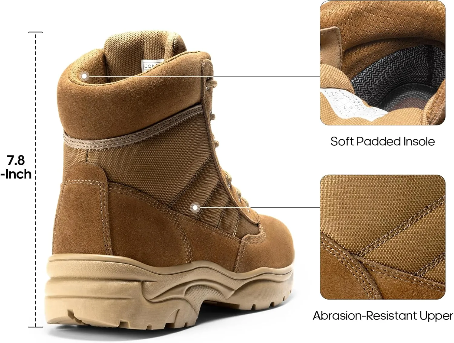 NORTIV 8 Men's Waterproof Tactical Work Boots Leather Outdoor Hiking Military 6 Inches Motorcycle Combat Boots Contractor