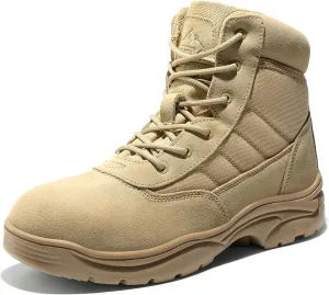 NORTIV 8 Men's Waterproof Tactical Work Boots Leather Outdoor Hiking Military 6 Inches Motorcycle Combat Boots Contractor