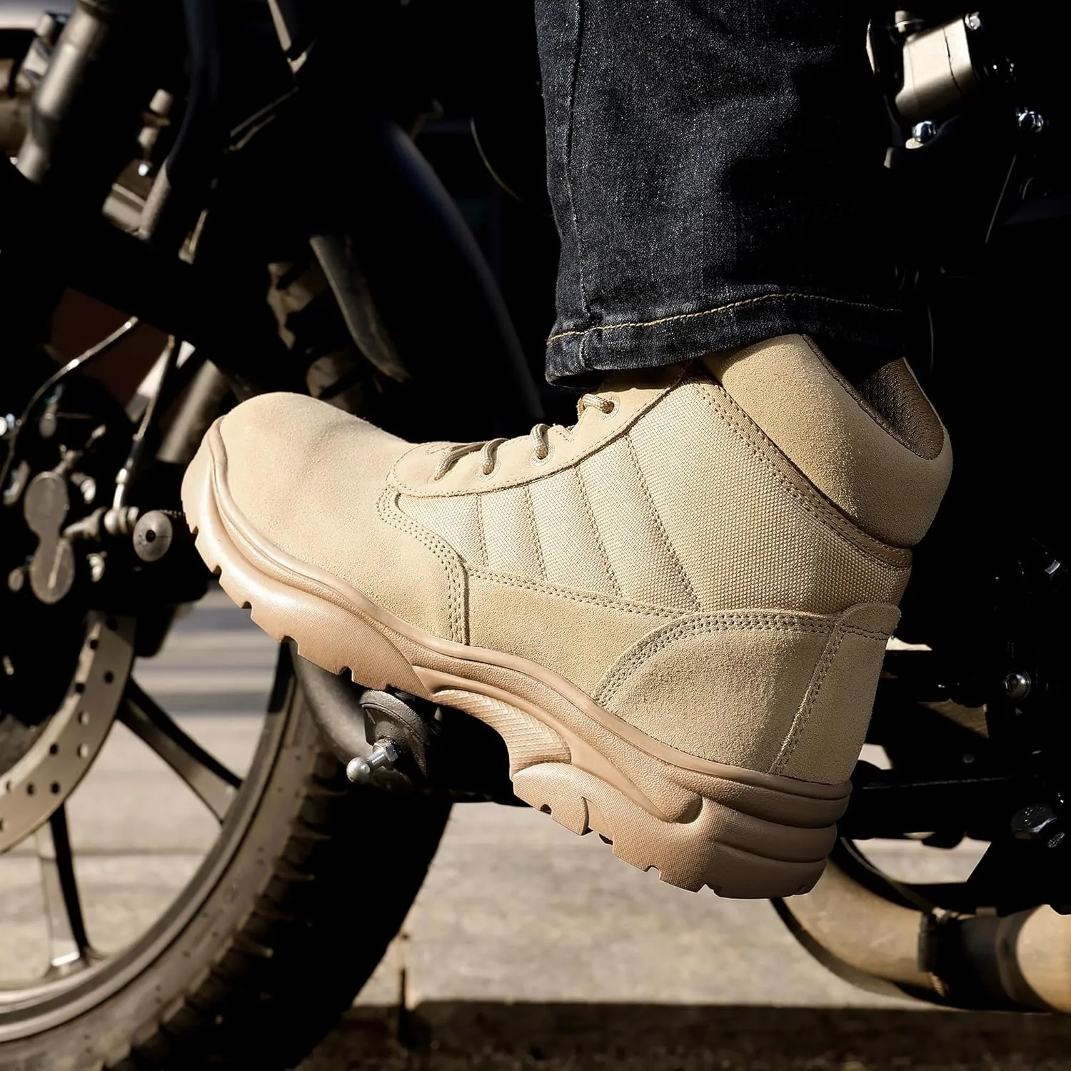 NORTIV 8 Men's Waterproof Tactical Work Boots Leather Outdoor Hiking Military 6 Inches Motorcycle Combat Boots Contractor