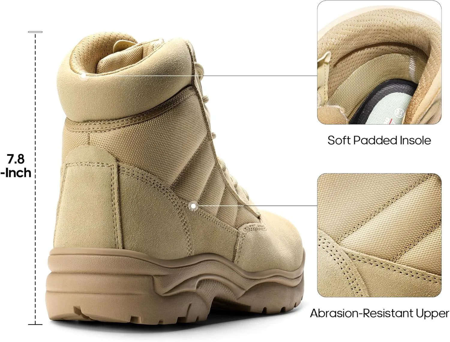NORTIV 8 Men's Waterproof Tactical Work Boots Leather Outdoor Hiking Military 6 Inches Motorcycle Combat Boots Contractor