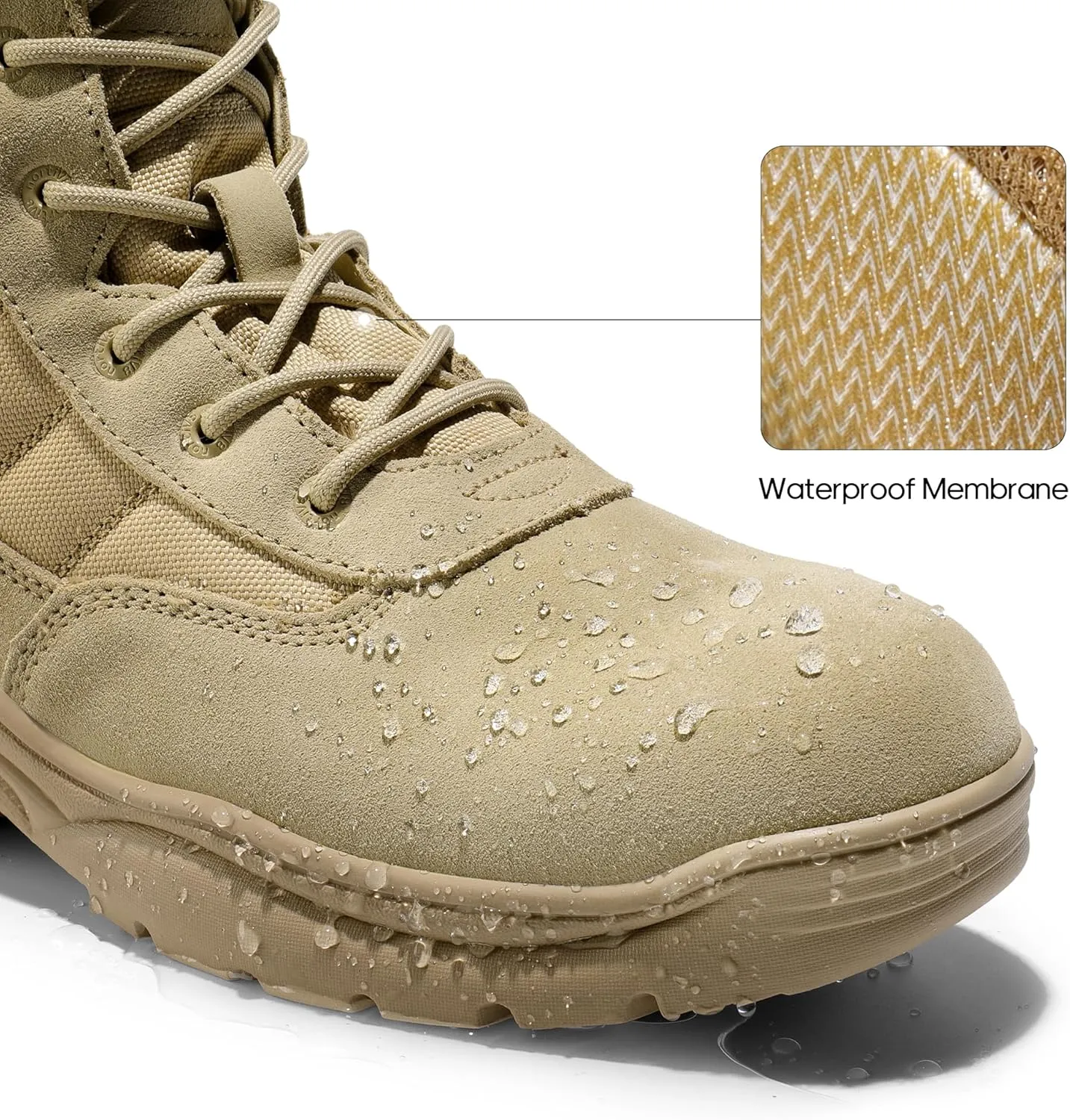 NORTIV 8 Men's Waterproof Tactical Work Boots Leather Outdoor Hiking Military 6 Inches Motorcycle Combat Boots Contractor