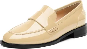 NUMALEO Women's Loafers Penny Loafers & Slip-ons Flats Closed Round Toe Low Heel Shoes 1 Inch Patent Fashion Casual Shoes Comfortable Work Office Flats Dressy Shoes
