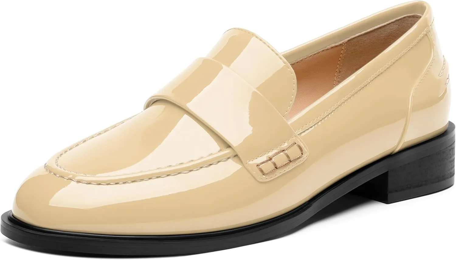 NUMALEO Women's Loafers Penny Loafers & Slip-ons Flats Closed Round Toe Low Heel Shoes 1 Inch Patent Fashion Casual Shoes Comfortable Work Office Flats Dressy Shoes