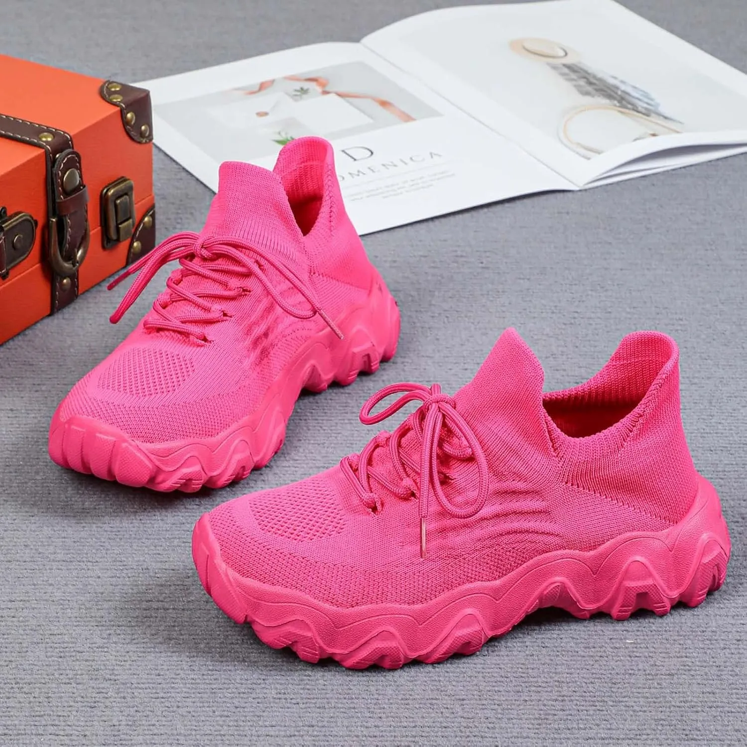 Nurse Babe Tennis Shoes, Ortho Pro Shoes for Women, Mesh Breathable Lightweight Knitted Socks Sneakers, White, One Size