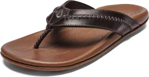 OLUKAI Mea Ola Men's Leather Beach Sandals, Soft & Durable Flip Flops, Arch Support & Comfort Fit, Enhanced Grip & Traction