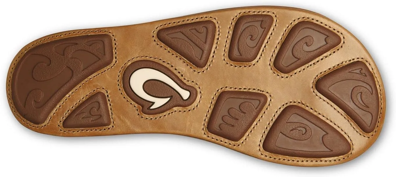 OLUKAI Mea Ola Men's Leather Beach Sandals, Soft & Durable Flip Flops, Arch Support & Comfort Fit, Enhanced Grip & Traction