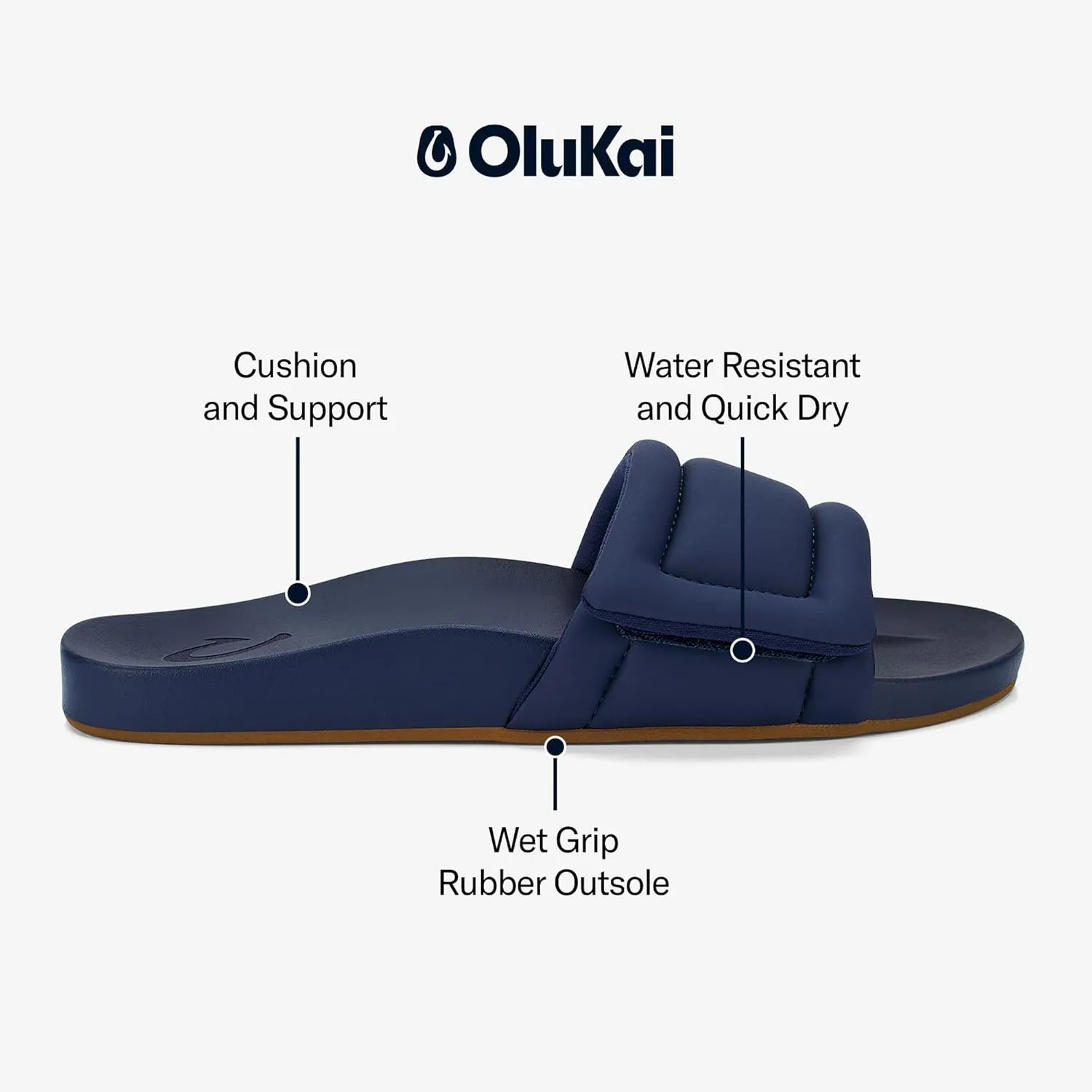 OLUKAI Sunbeam Women's Slide Sandals, Everyday Stylish Shoe, All-Day Comfort & Water-Friendly, Wet-Grip Rubber & Arch Support
