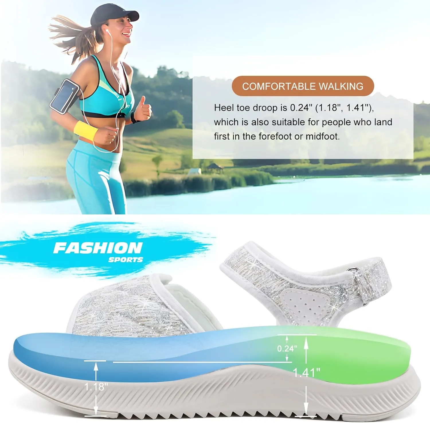 ONCAI Walking Sandals Women,Arch Support Hiking Sandals with Orthotic Outdoor Footbed for Plantar Fasciitis,Water Athletic Platform Sandalias Mujer with 3 Adjustable Strap (US Size 6-12)