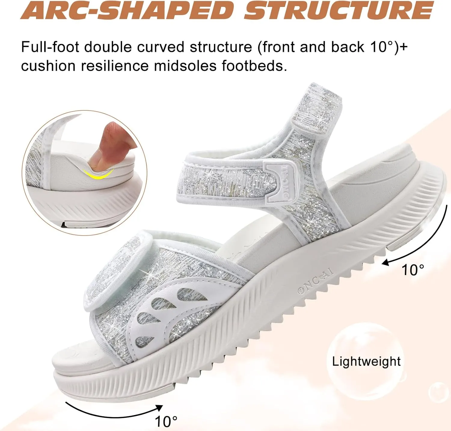 ONCAI Walking Sandals Women,Arch Support Hiking Sandals with Orthotic Outdoor Footbed for Plantar Fasciitis,Water Athletic Platform Sandalias Mujer with 3 Adjustable Strap (US Size 6-12)