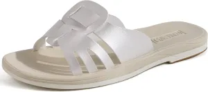 ONCAI Womens Sandals,Flat Dressy Square Toe Summer Beach Slides for Ladies Comfortable with Non-slip Rubber Soles Size US 6-11