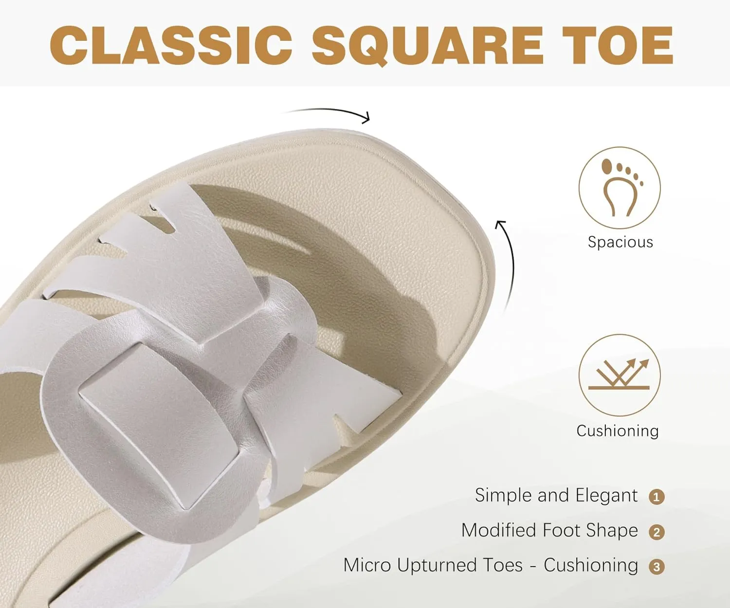 ONCAI Womens Sandals,Flat Dressy Square Toe Summer Beach Slides for Ladies Comfortable with Non-slip Rubber Soles Size US 6-11