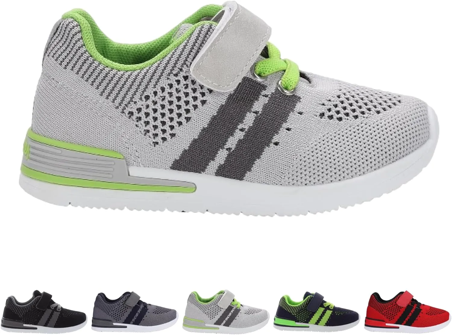 Oomphies Wynn Boys Athletic Sneakers – Breathable Knit Upper, Hook & Loop Closure, Cushioned Insole & Lightweight Design