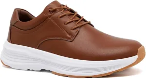 OrthoComfoot Men's Orthopedic Leather Dress Walking Shoes: Comfortable Arch Support Business Work Oxfords for Plantar Fasciitis, Orthotic Casual Thick Sole Sneakers for Foot and Heel Pain Relief